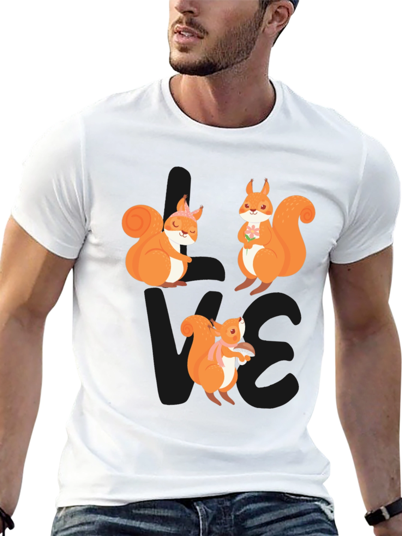 Cute Squirrel Graphic T-Shirt - Black Casual Tee