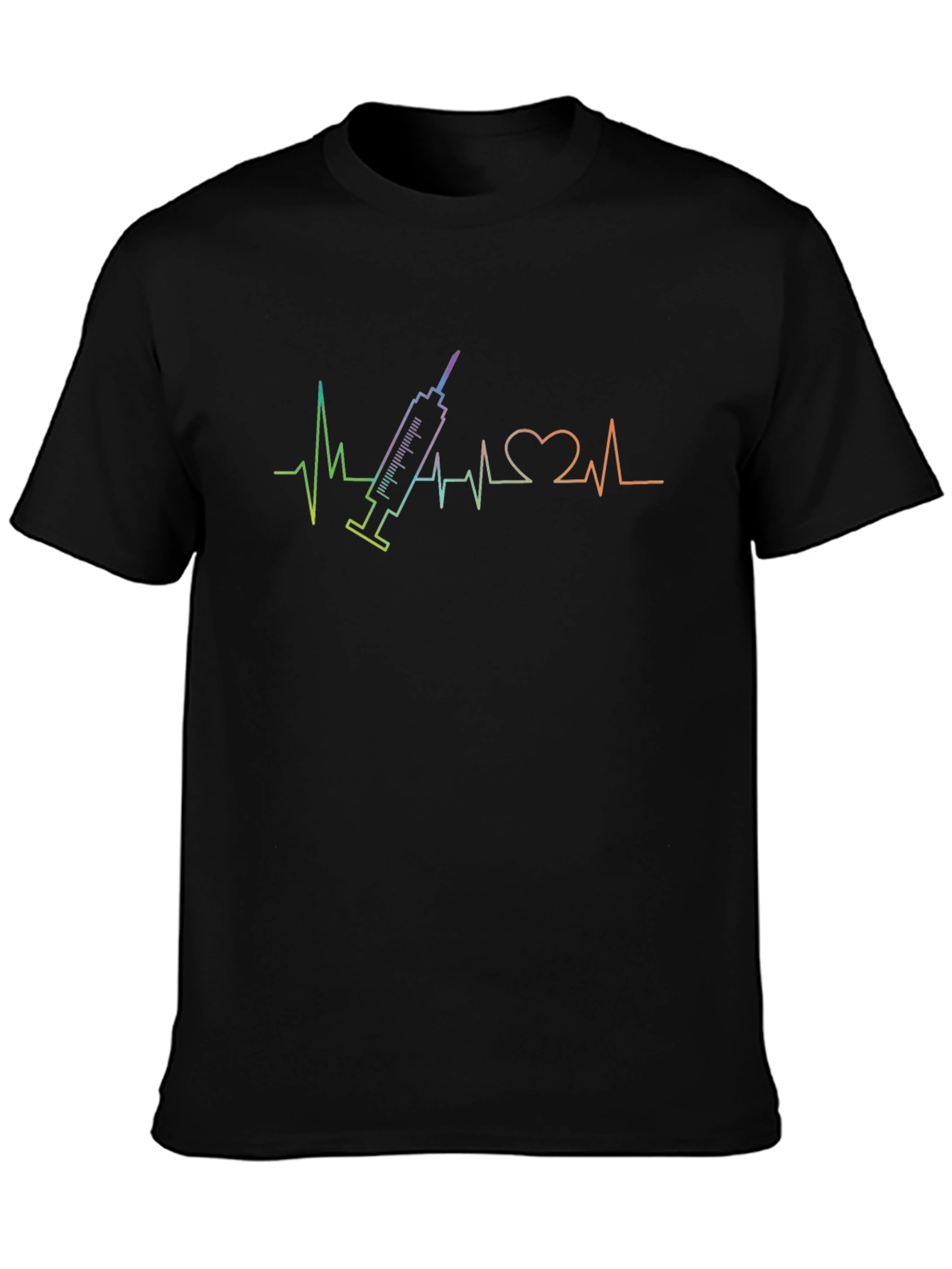 Vaccine Heartbeat Graphic Tee - Black