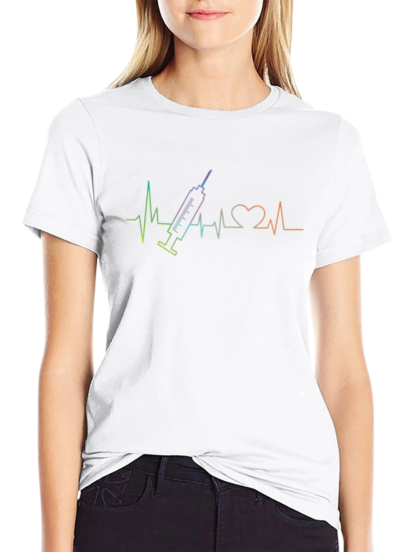 Vaccine Heartbeat Graphic Tee - Black