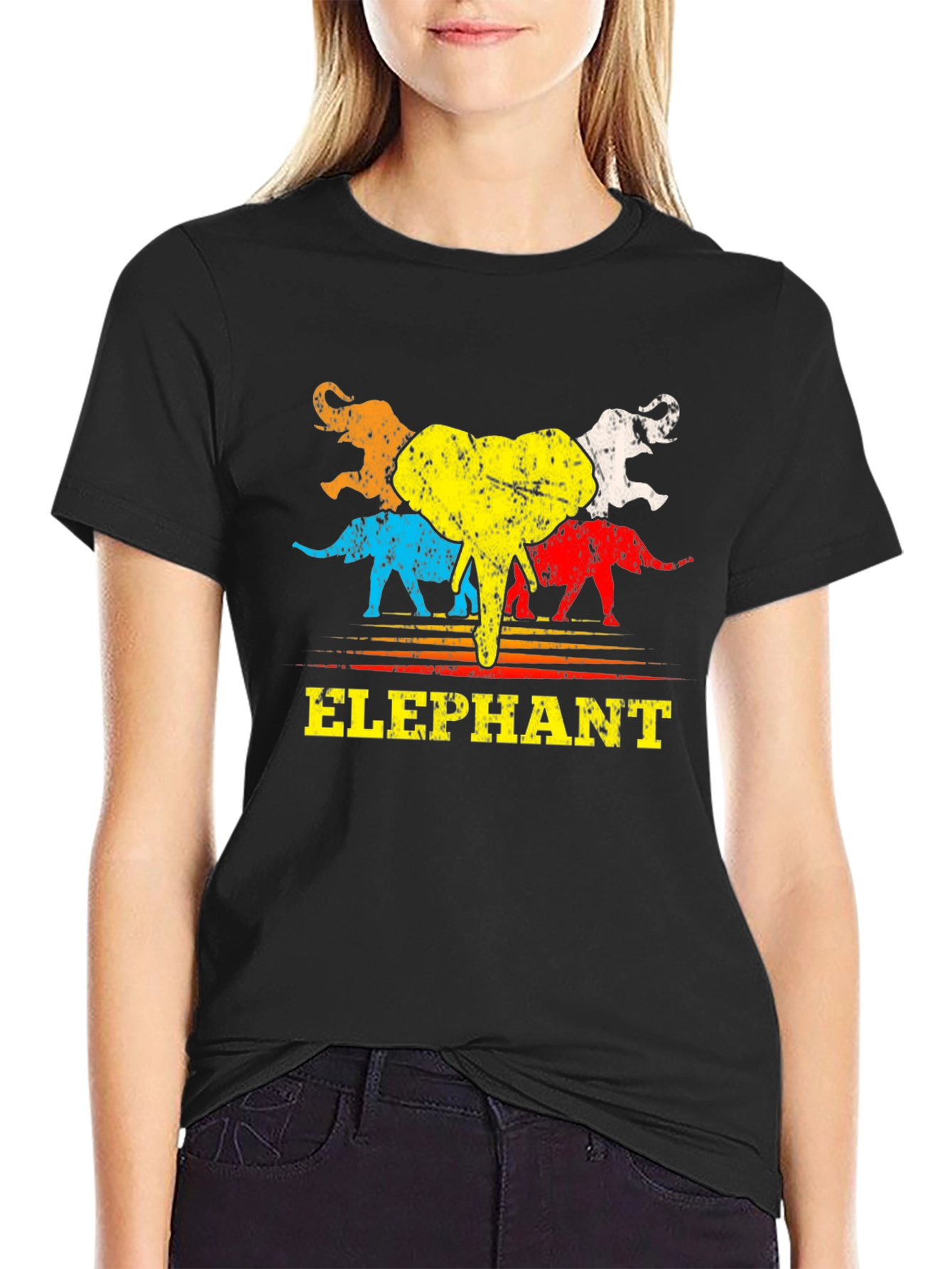 Retro Elephant Graphic T-Shirt