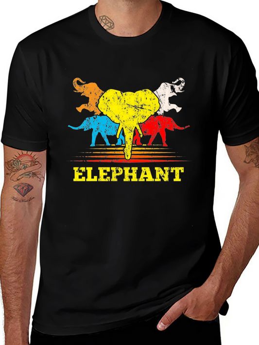 Retro Elephant Graphic T-Shirt