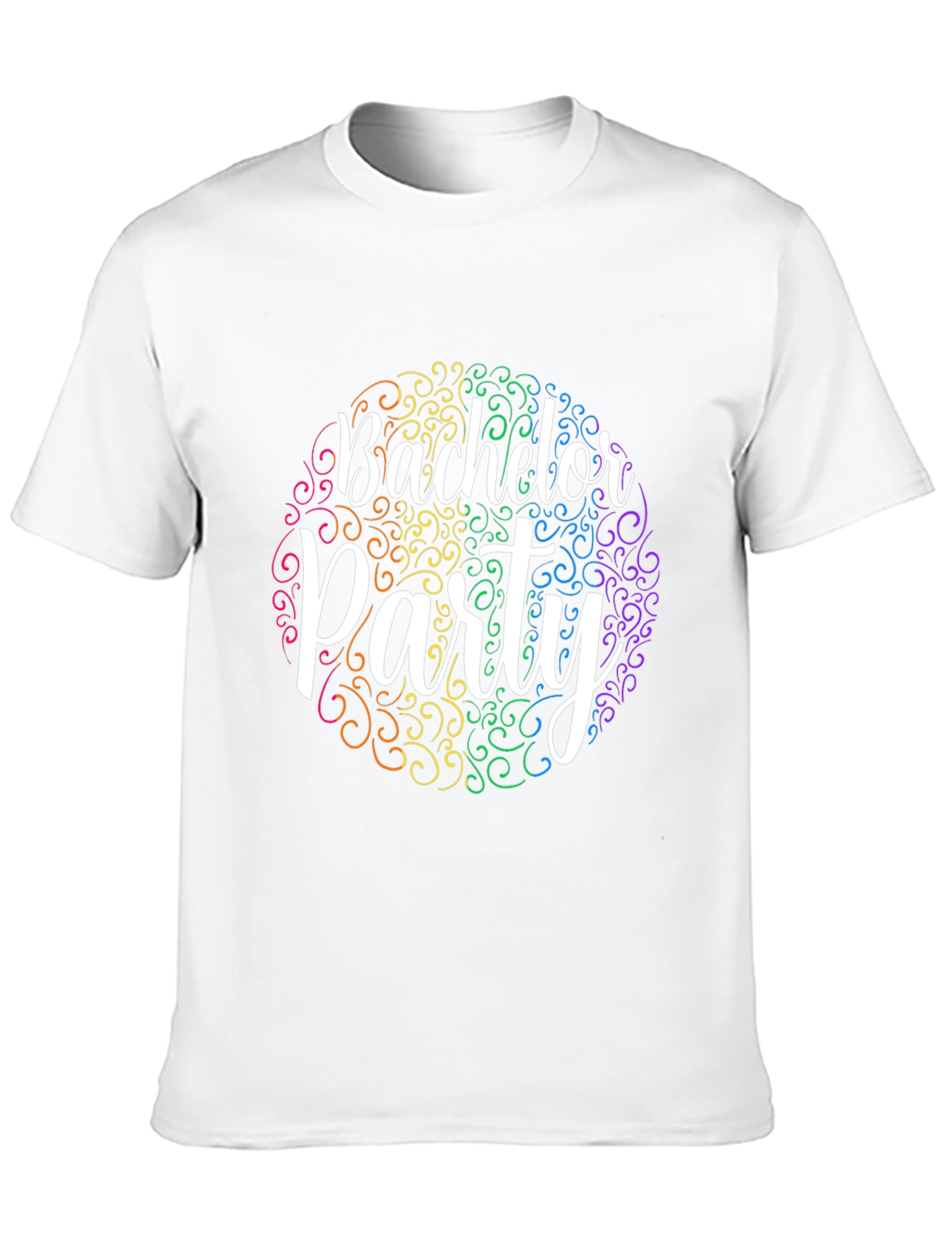 Bachelor Party T-Shirt Rainbow Swirl Design