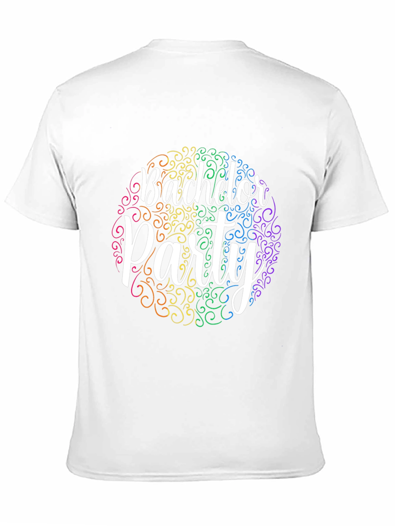 Bachelor Party T-Shirt Rainbow Swirl Design