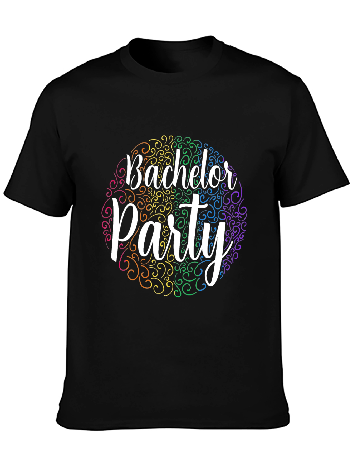 Bachelor Party T-Shirt Rainbow Swirl Design
