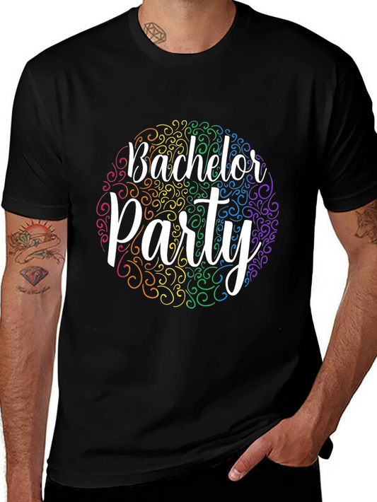 Bachelor Party T-Shirt Rainbow Swirl Design