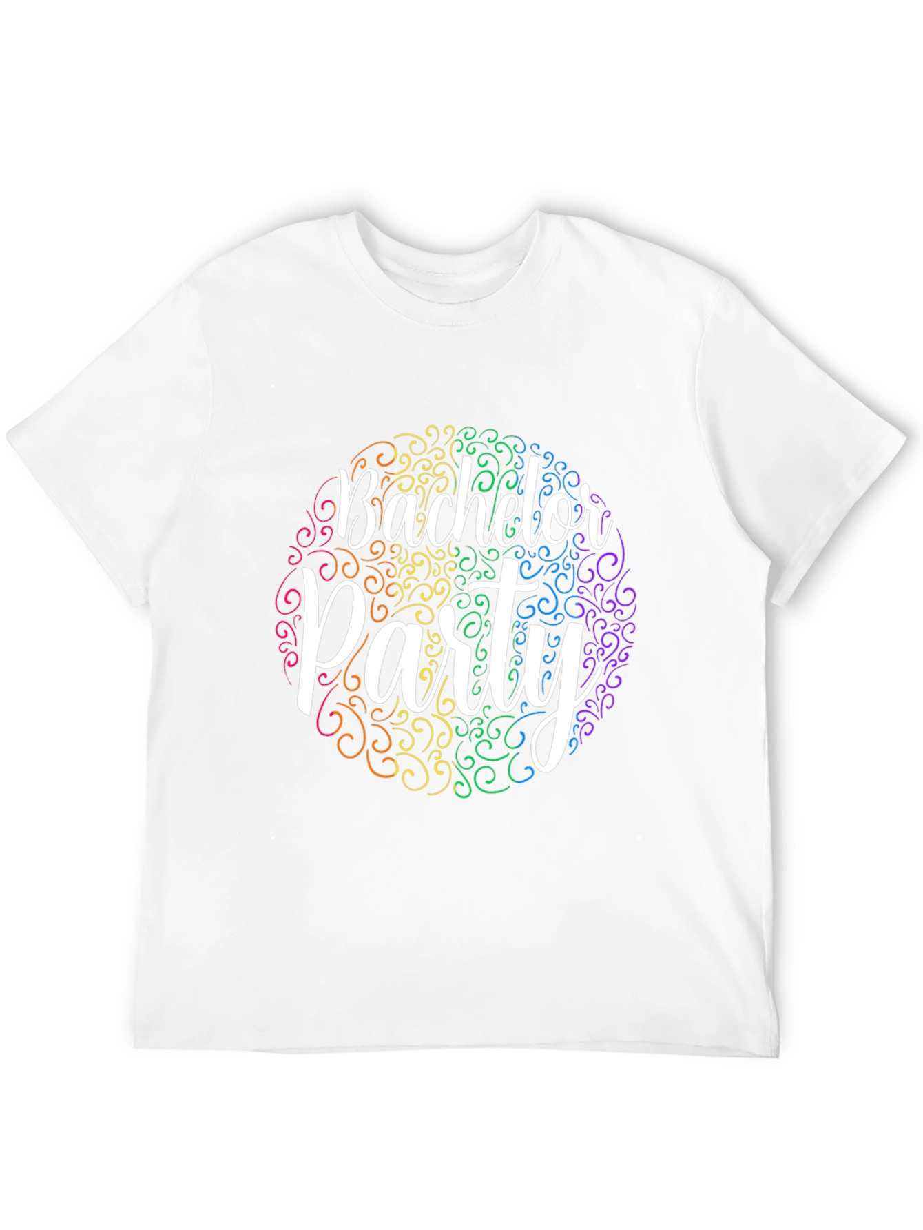 Bachelor Party T-Shirt Rainbow Swirl Design
