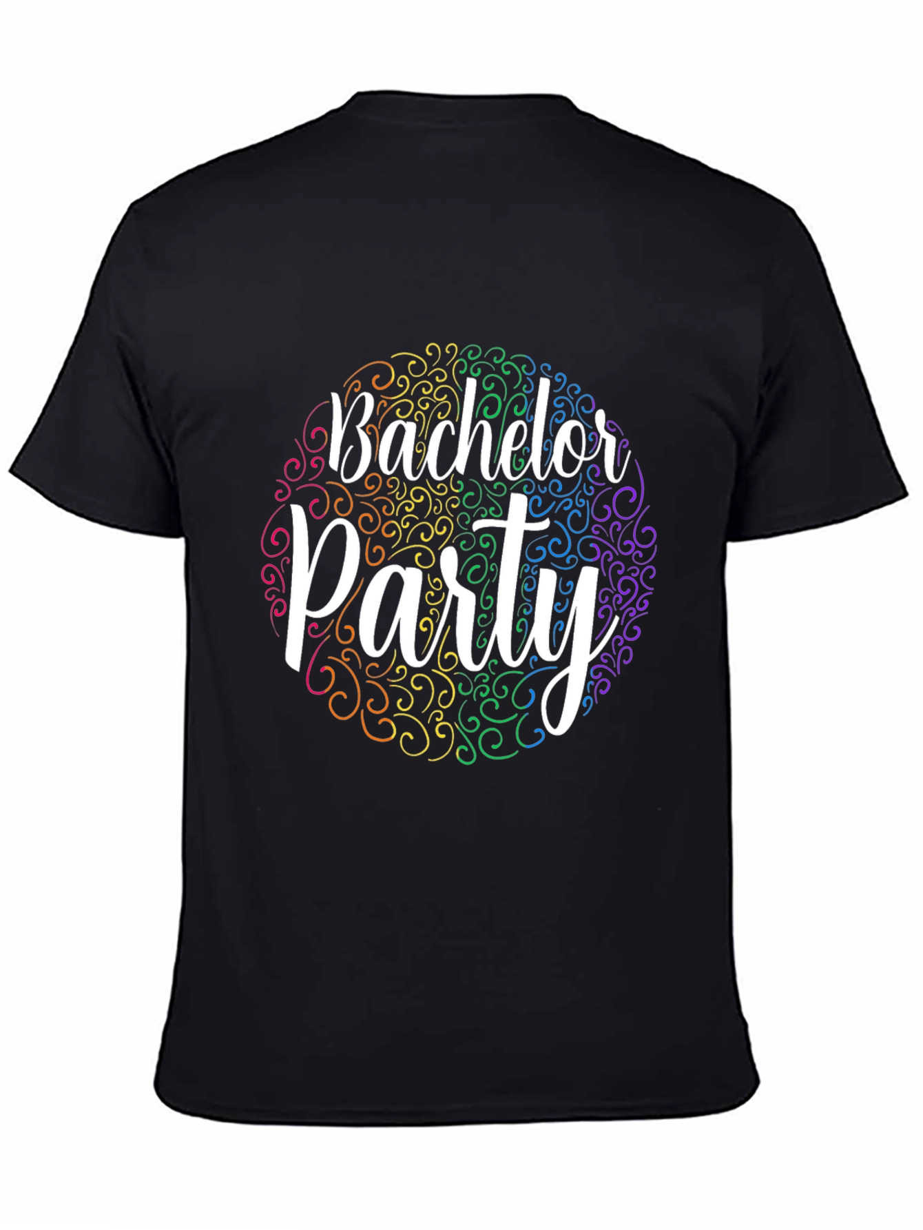 Bachelor Party T-Shirt Rainbow Swirl Design