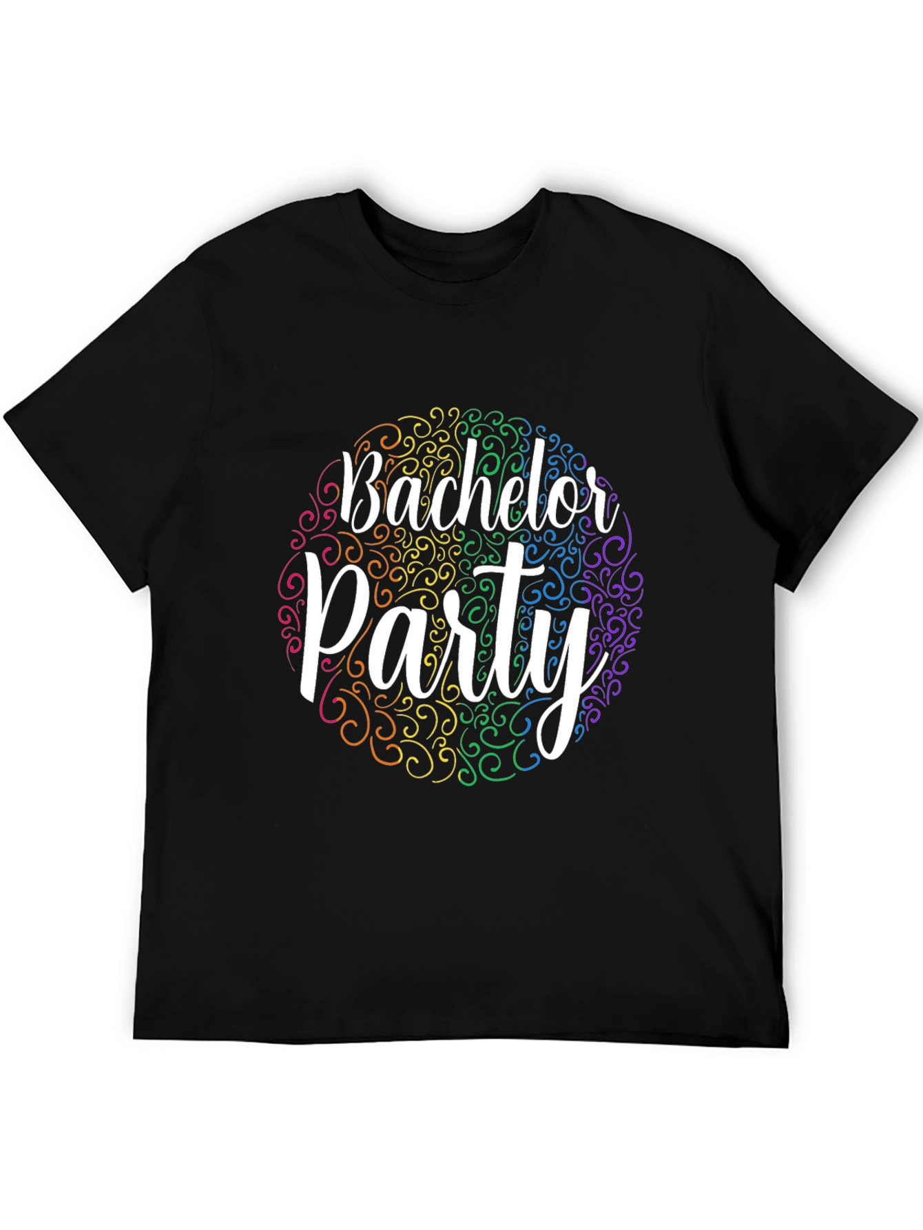 Bachelor Party T-Shirt Rainbow Swirl Design