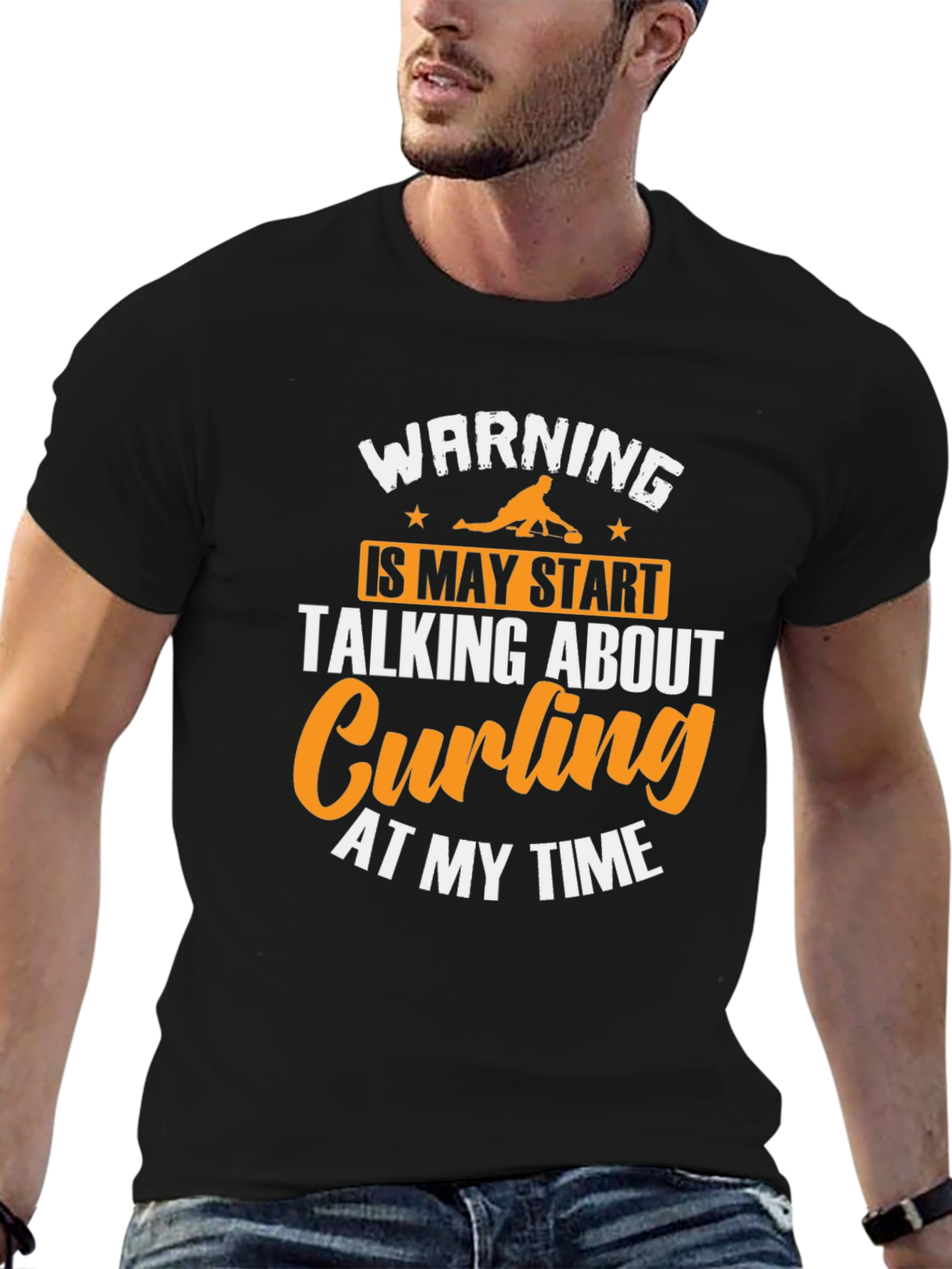 Curling Fan T-Shirt - Warning May Talk About Curling