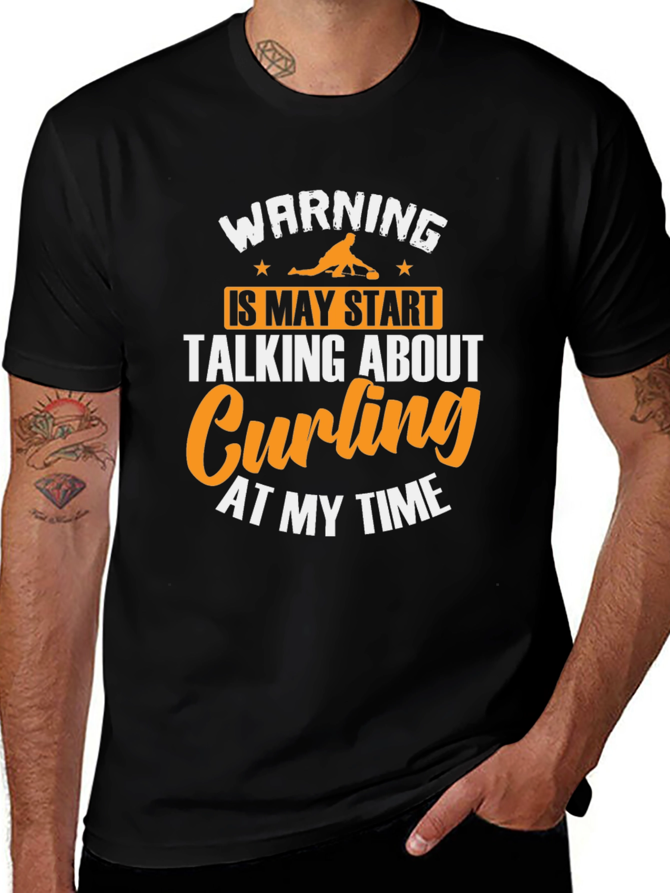 Curling Fan T-Shirt - Warning May Talk About Curling