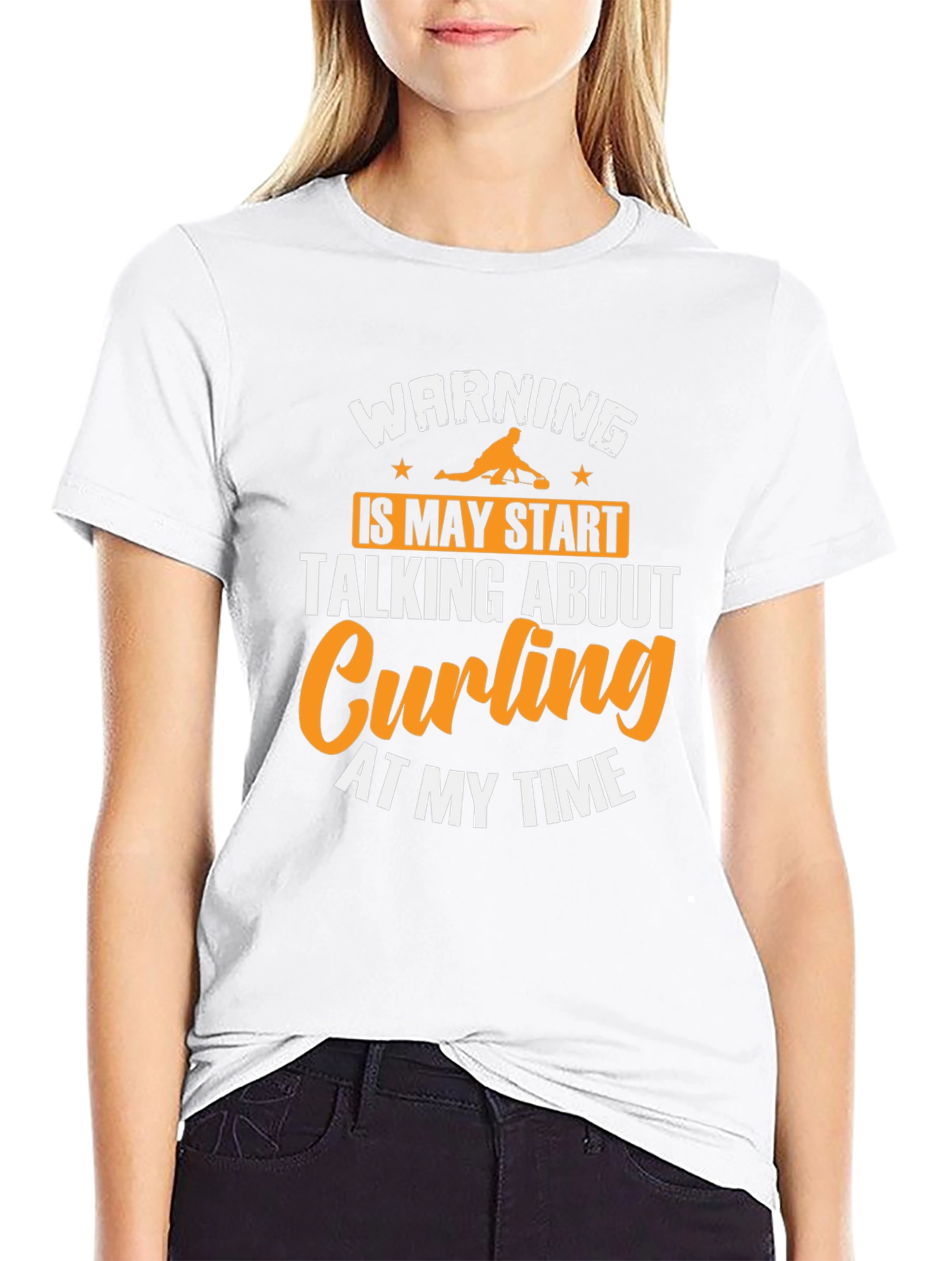 Curling Fan T-Shirt - Warning May Talk About Curling