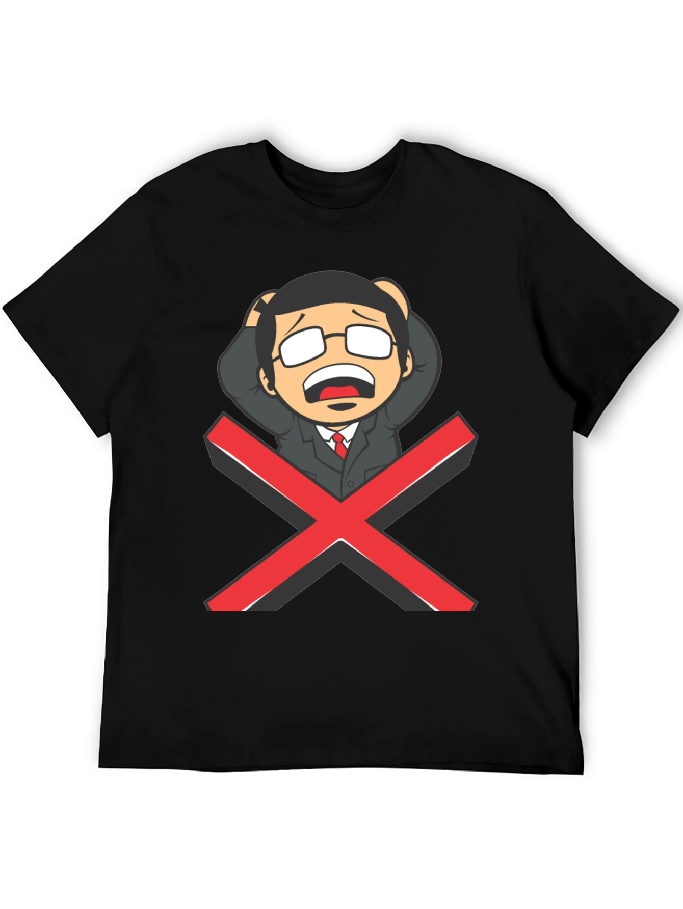 Black T-Shirt with Cartoon X Graphic