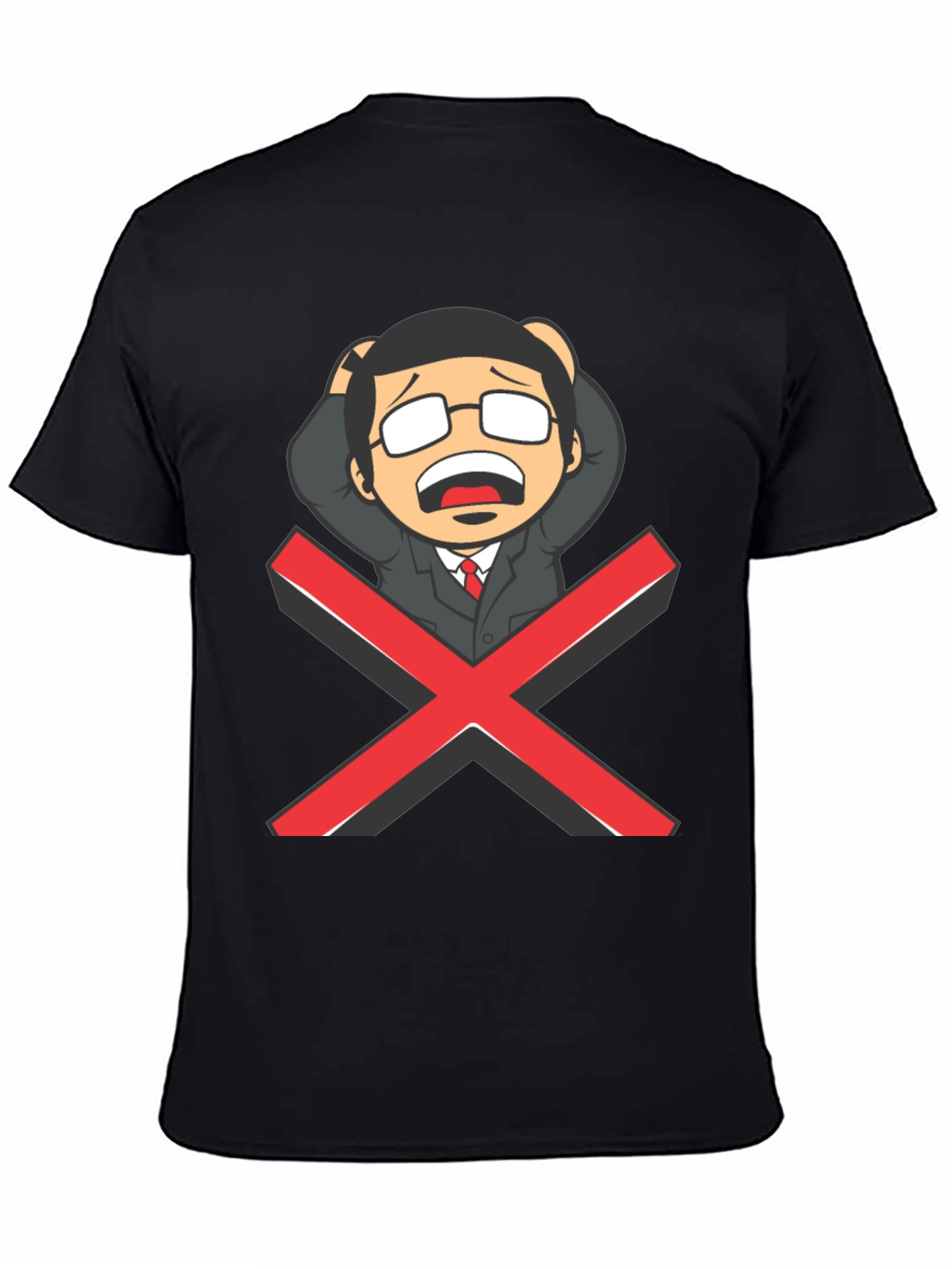 Black T-Shirt with Cartoon X Graphic
