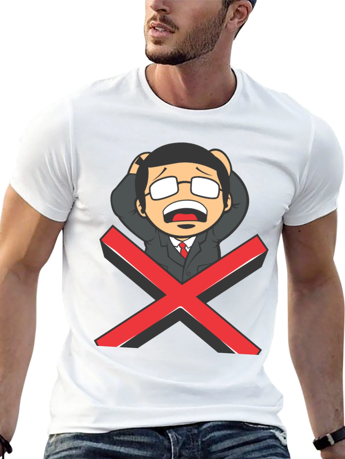 Black T-Shirt with Cartoon X Graphic