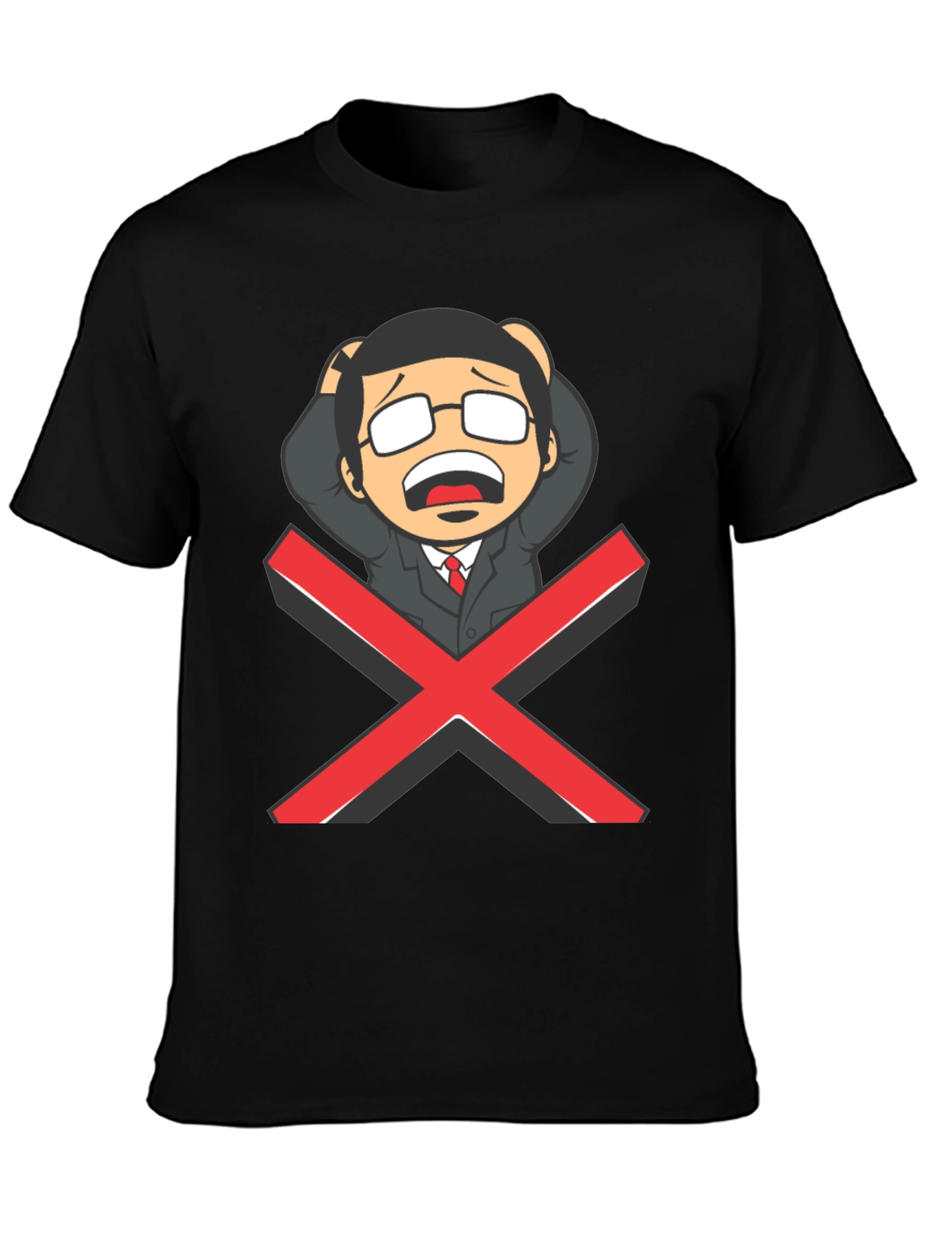 Black T-Shirt with Cartoon X Graphic