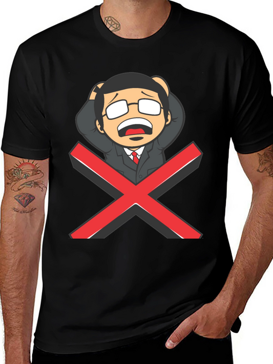 Black T-Shirt with Cartoon X Graphic