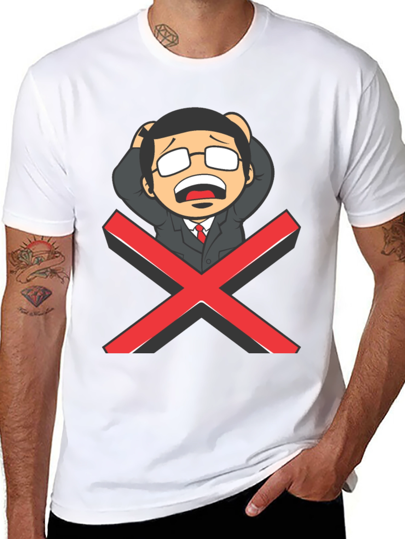 Black T-Shirt with Cartoon X Graphic