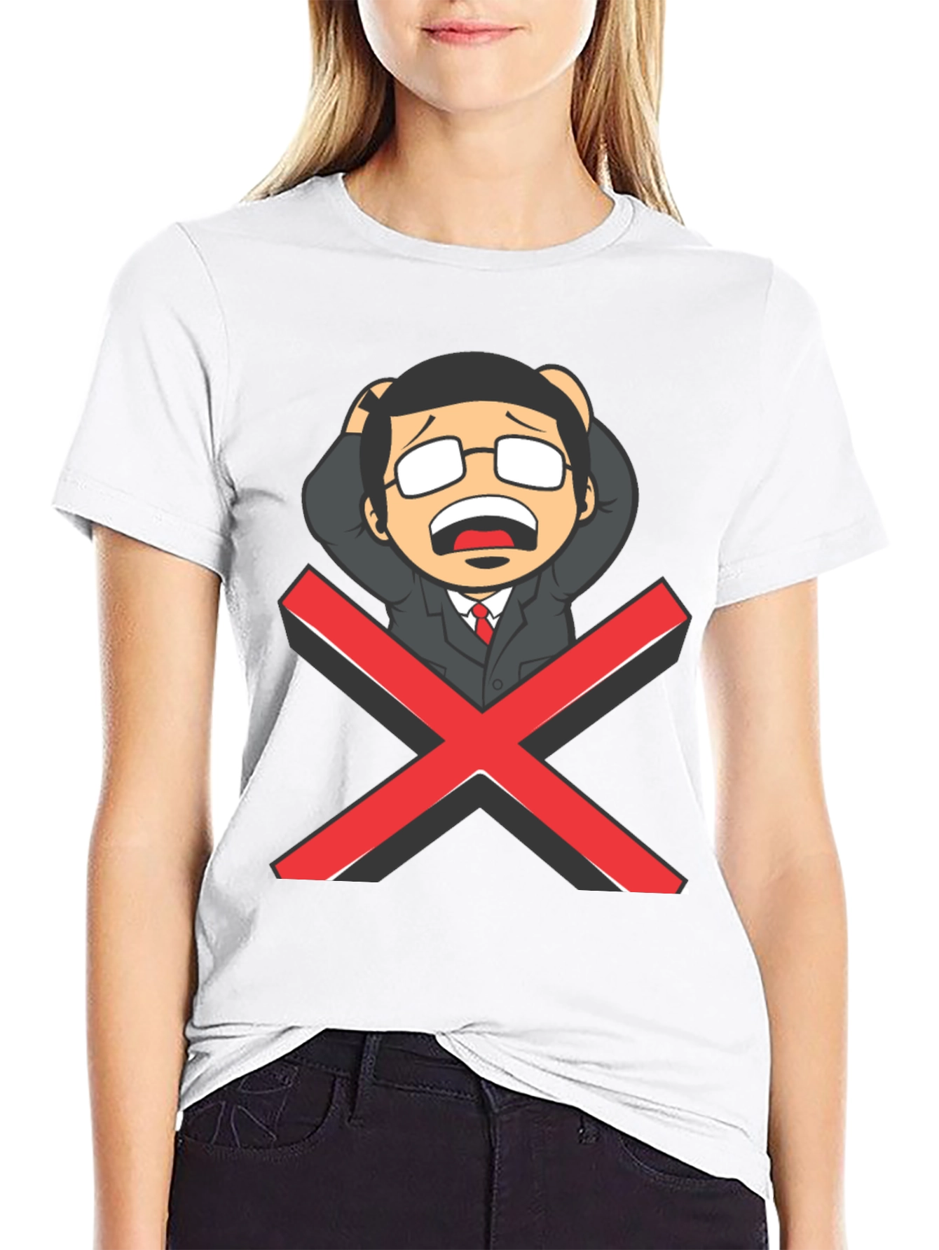 Black T-Shirt with Cartoon X Graphic
