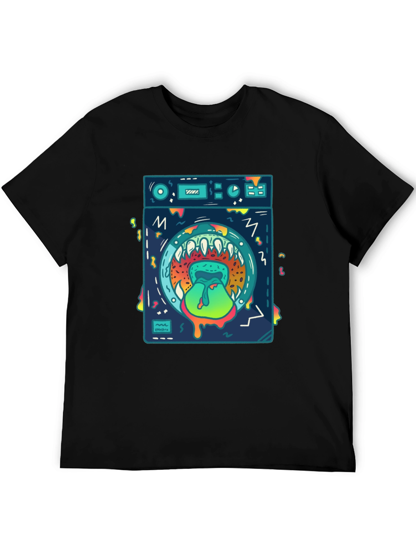 Monster Washing Machine Graphic Tee - Black