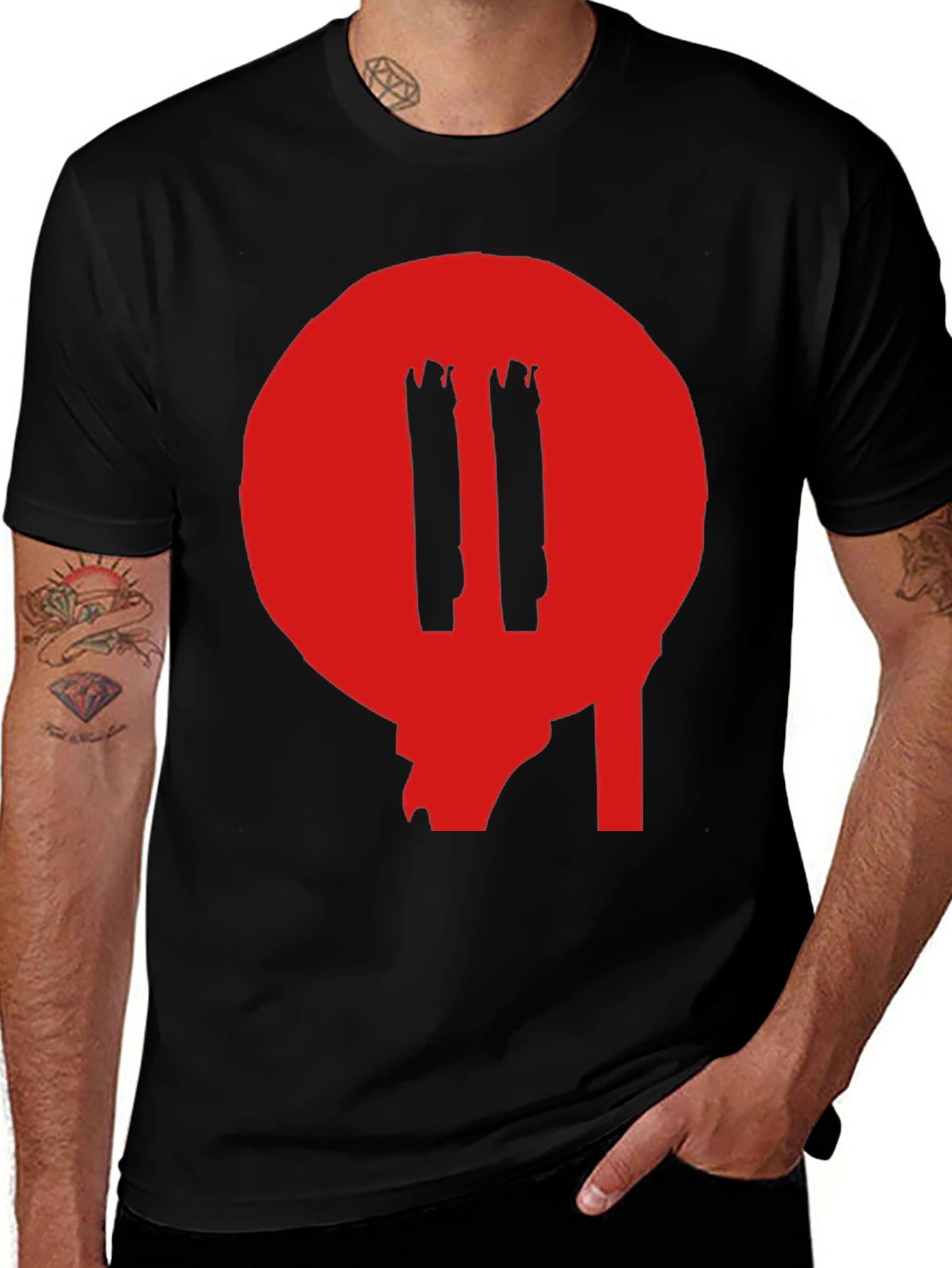 Black T-Shirt with Red Graphic