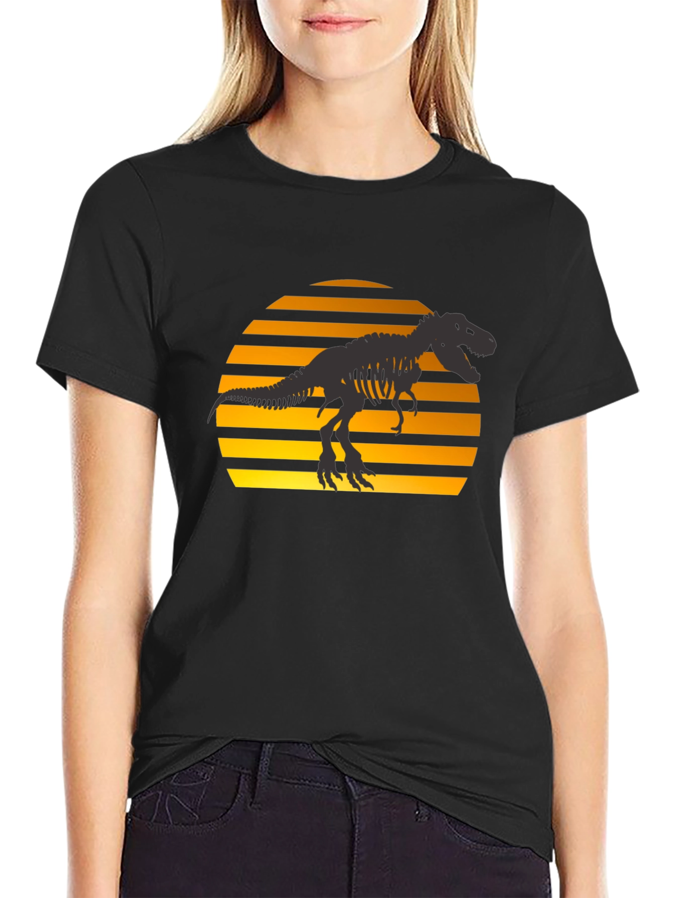 Dino Sunset T-Shirt - Black Graphic Tee