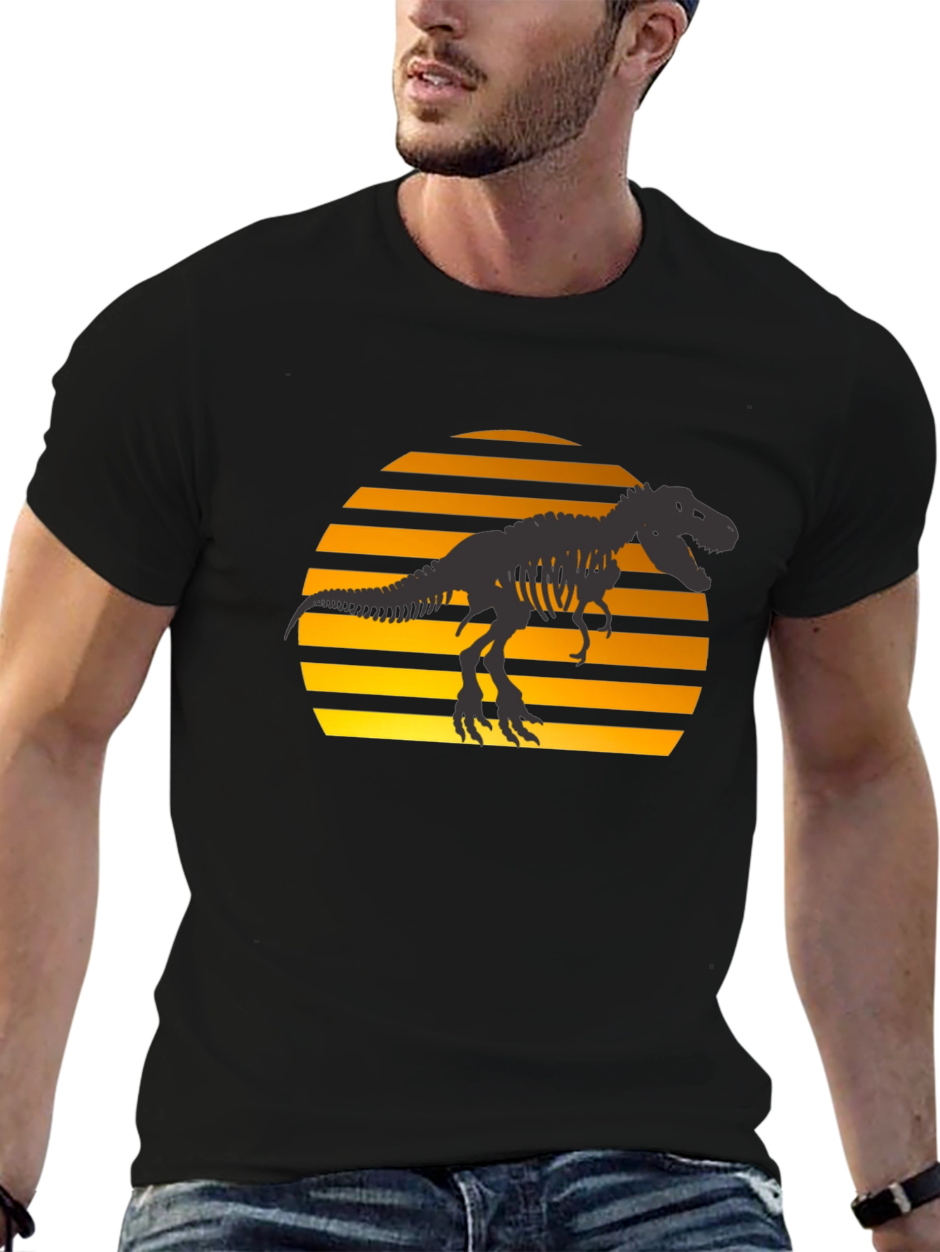 Dino Sunset T-Shirt - Black Graphic Tee