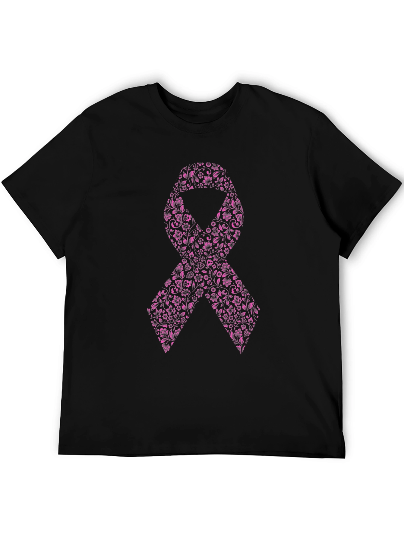 Floral Pink Ribbon Graphic Tee