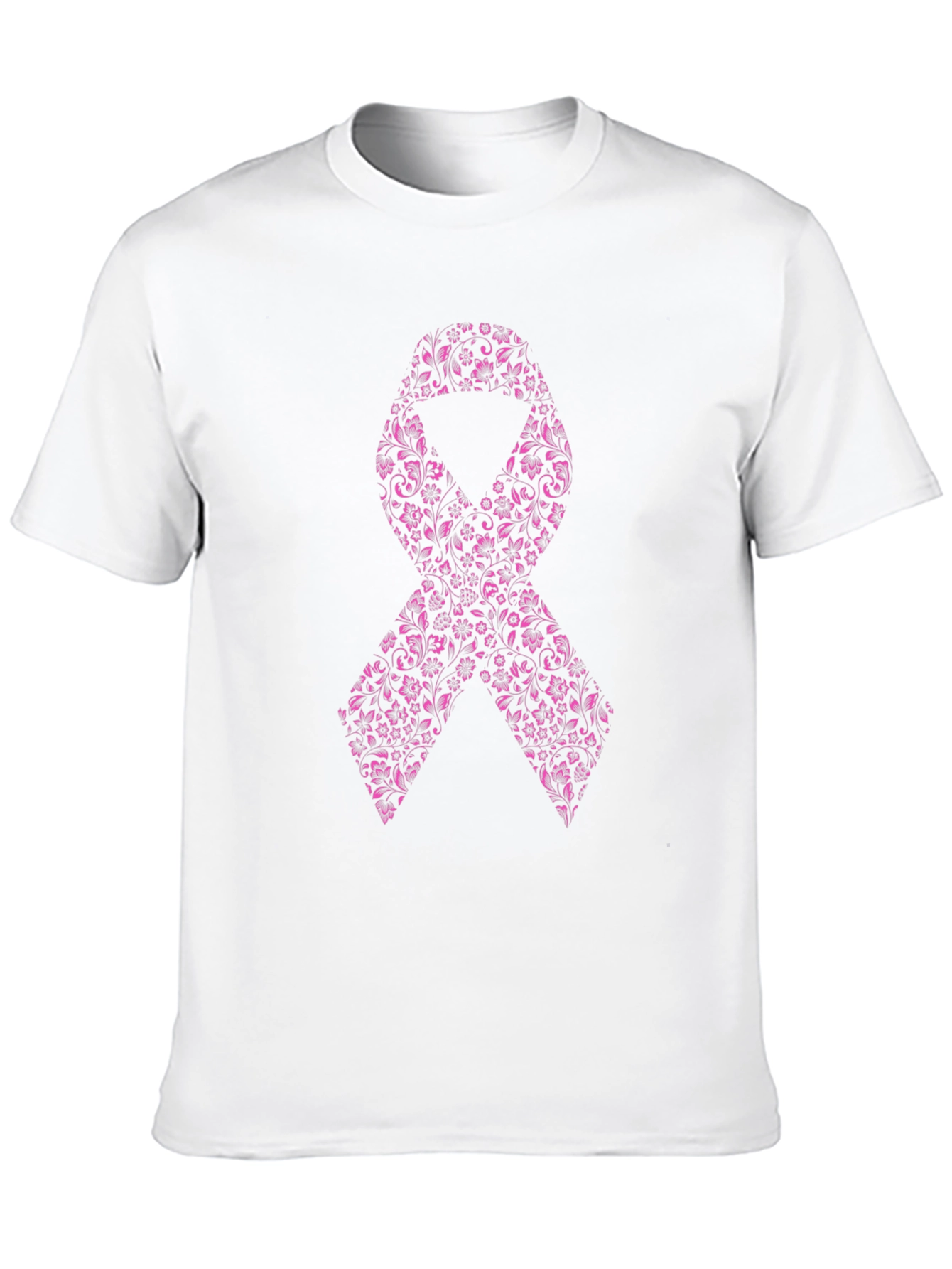 Floral Pink Ribbon Graphic Tee