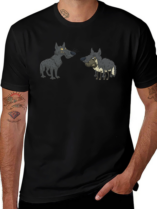 Cartoon Wolf Pack T-Shirt - Black