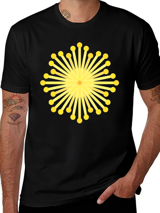 Geometric Burst Graphic Black T-Shirt
