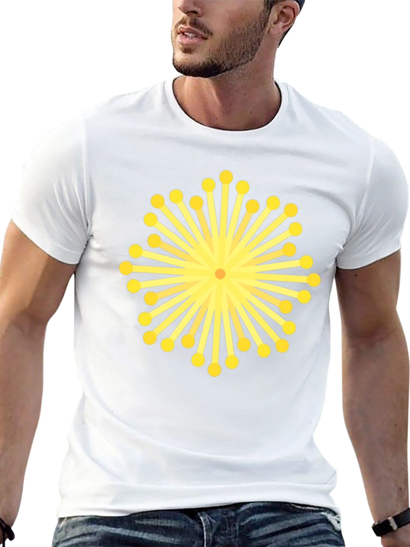 Geometric Burst Graphic Black T-Shirt