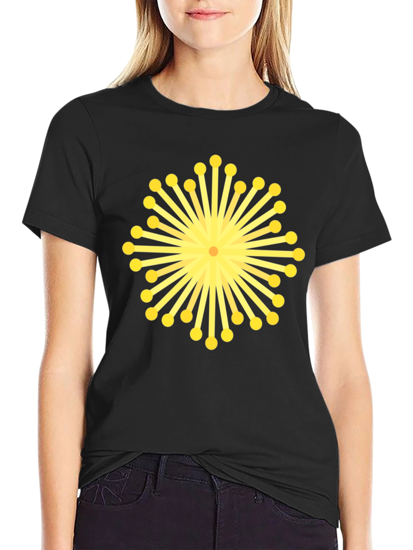 Geometric Burst Graphic Black T-Shirt