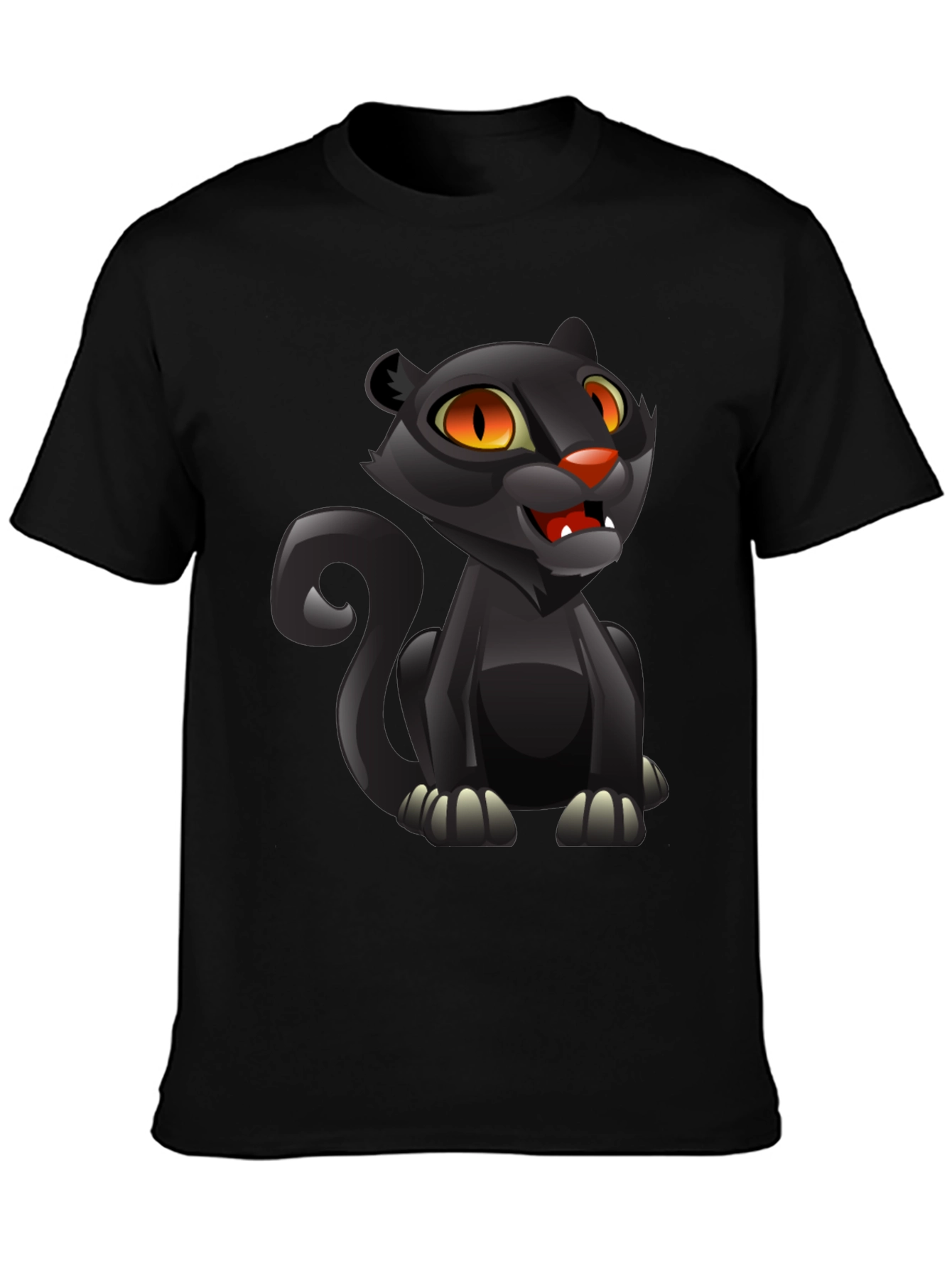 Cartoon Black Panther Graphic T-Shirt