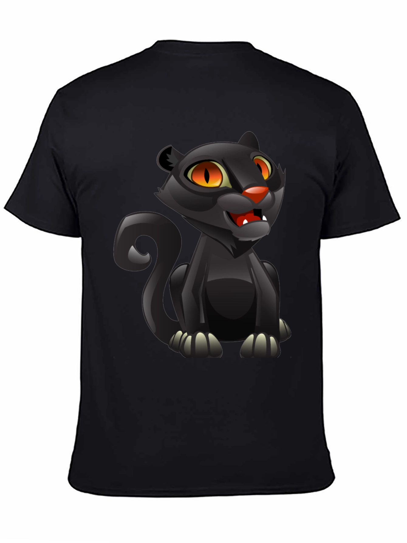 Cartoon Black Panther Graphic T-Shirt