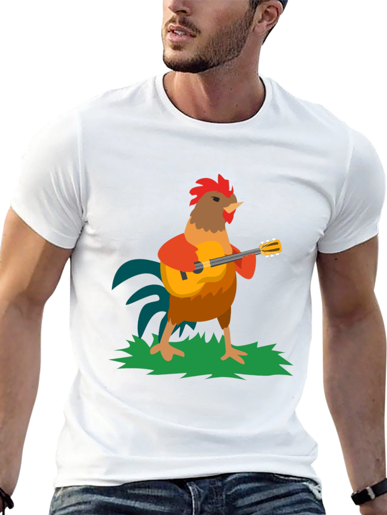Rooster Musician Graphic Tee
