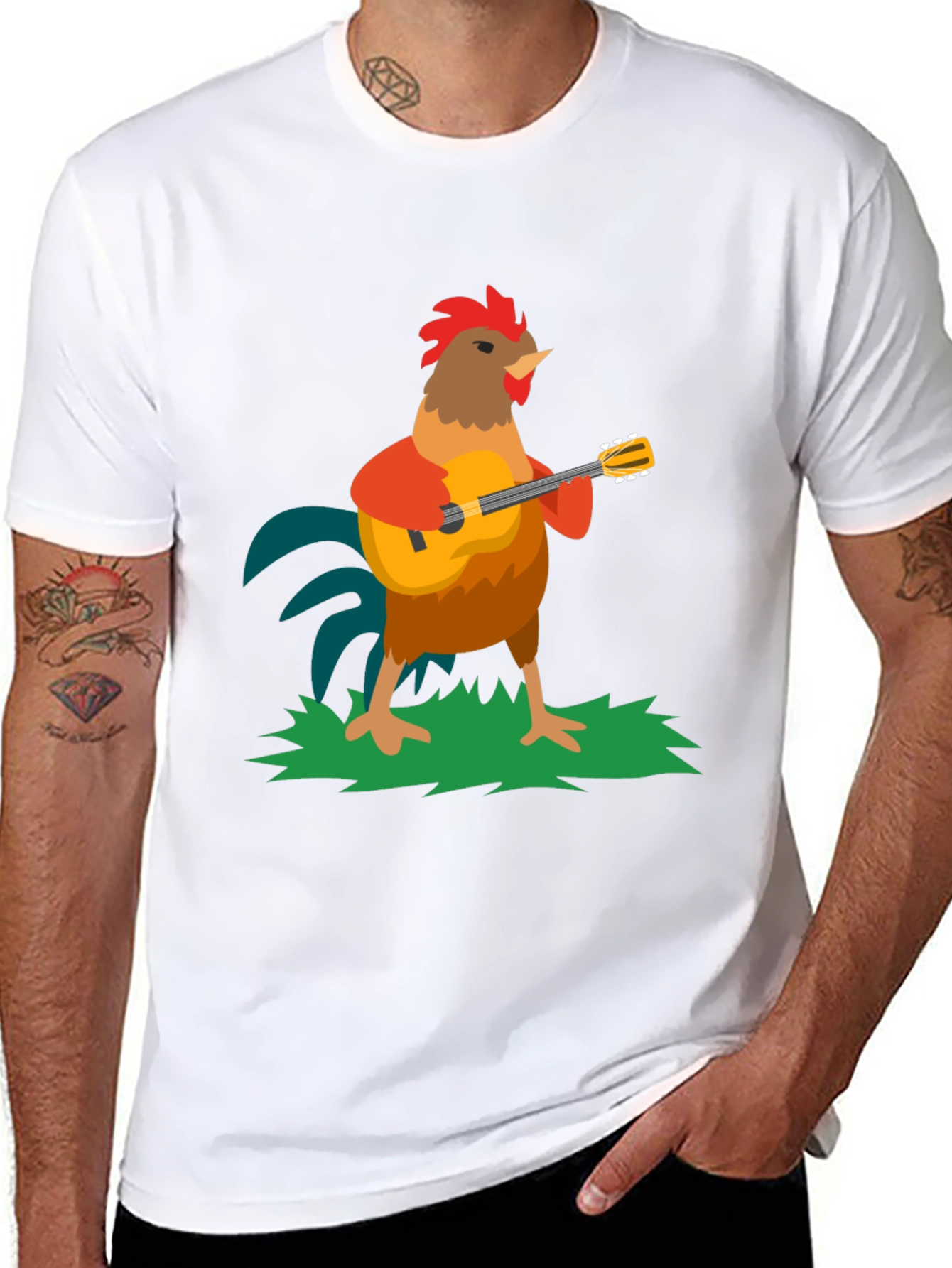 Rooster Musician Graphic Tee