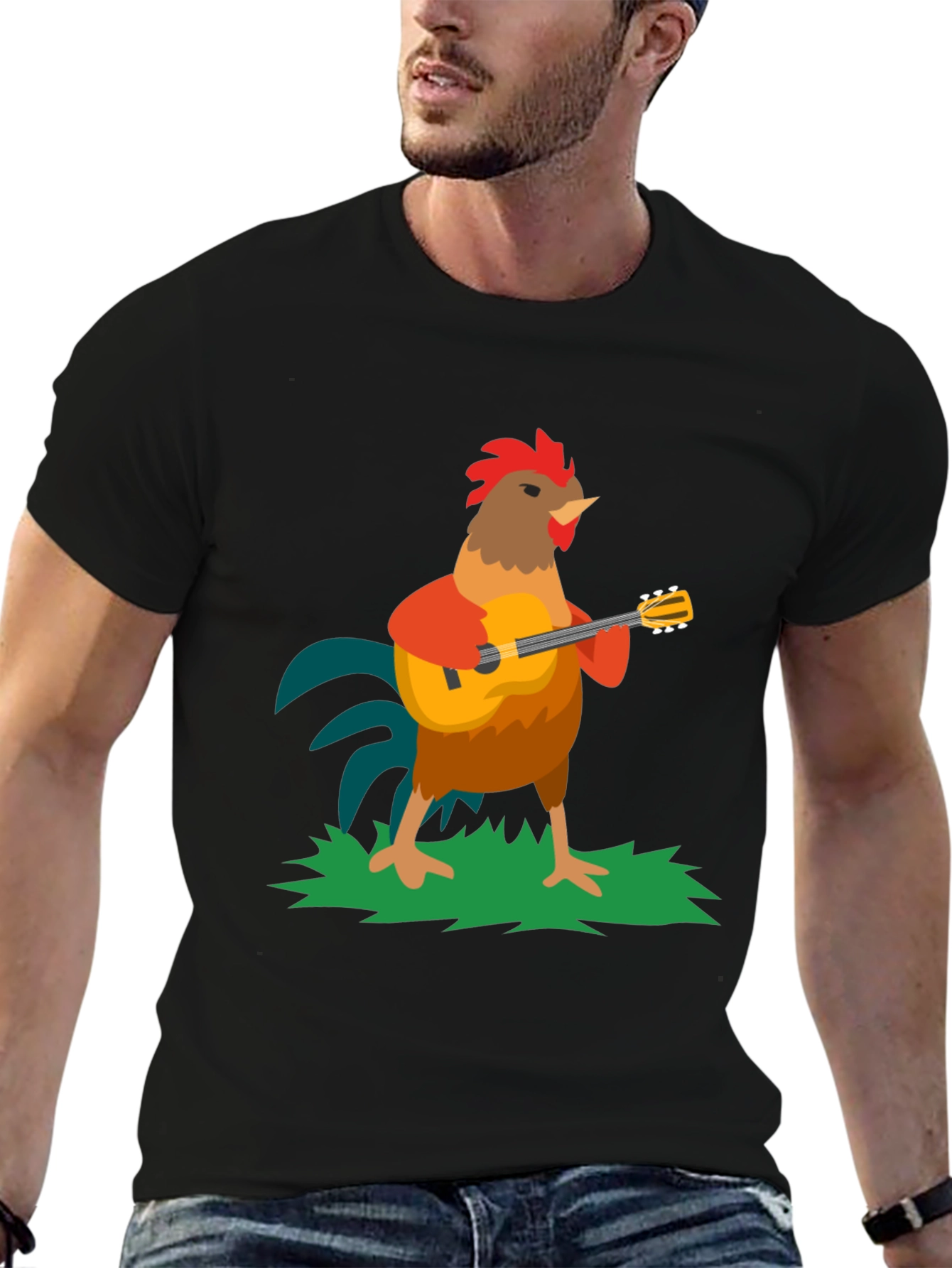 Rooster Musician Graphic Tee