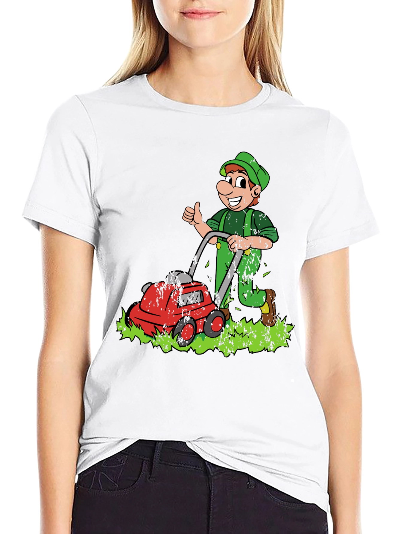 Lawn Mower Man Cartoon Graphic T-Shirt