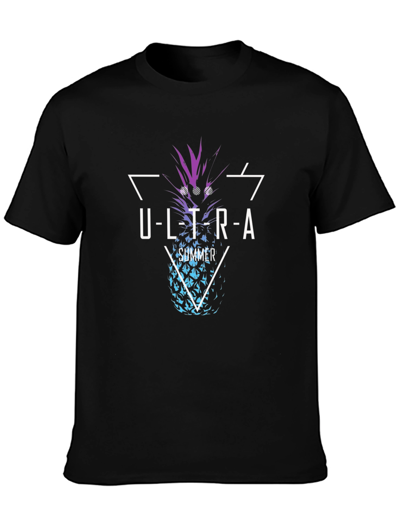 Ultra Summer Pineapple Graphic Tee - Stylish Black T-Shirt
