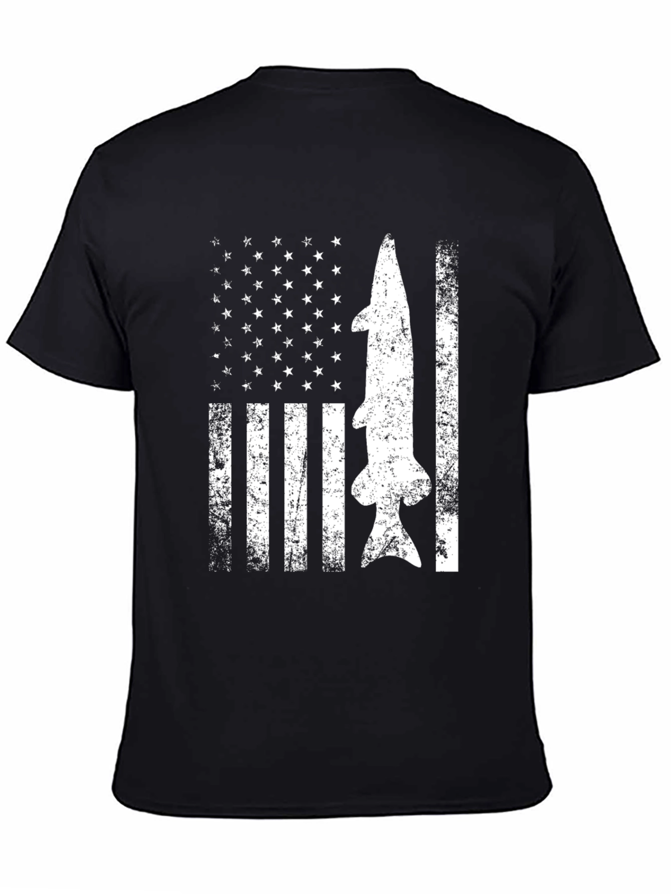 American Flag Fish Graphic T-Shirt