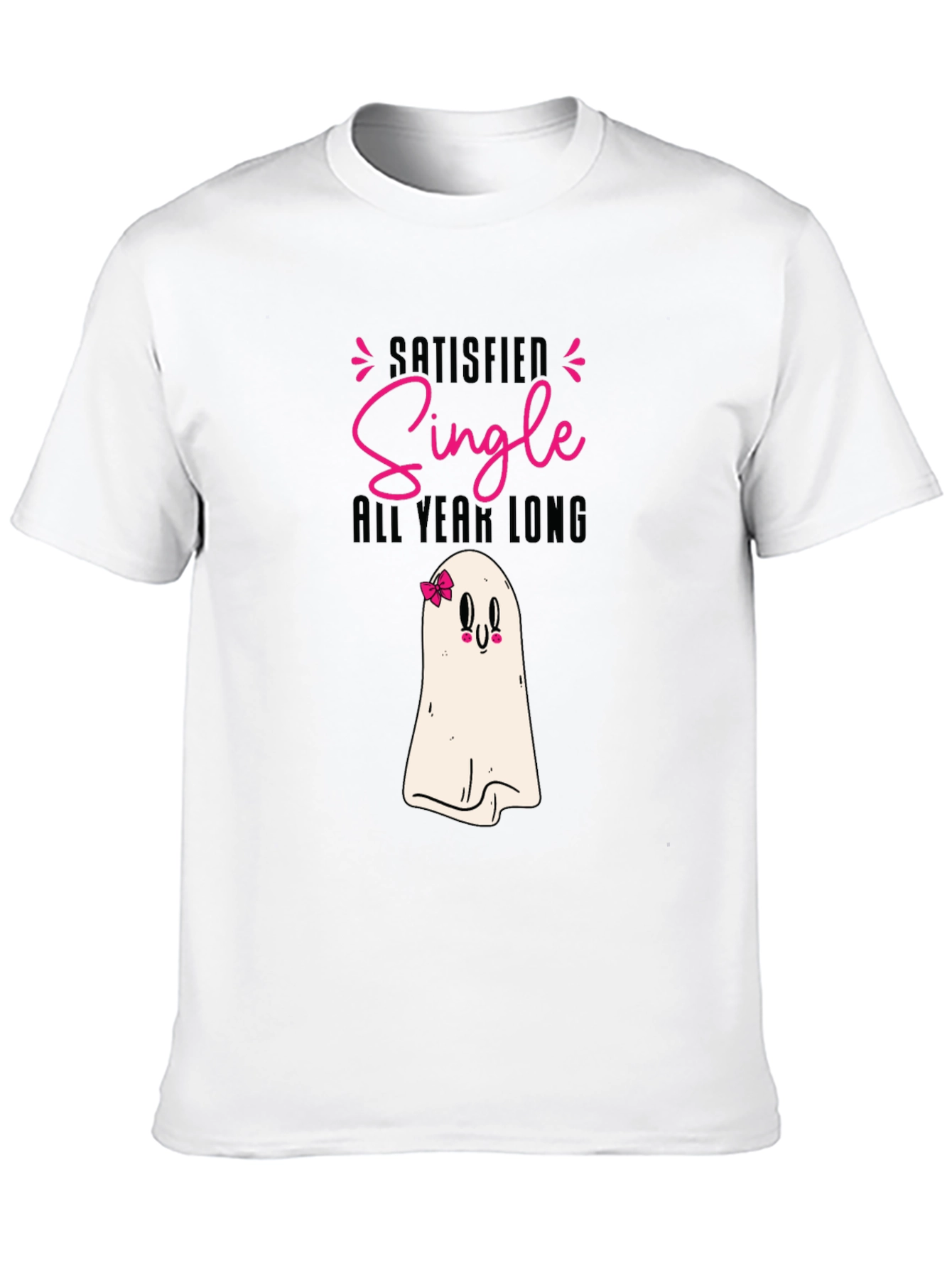 Satisfied Single All Year Long Black T-Shirt