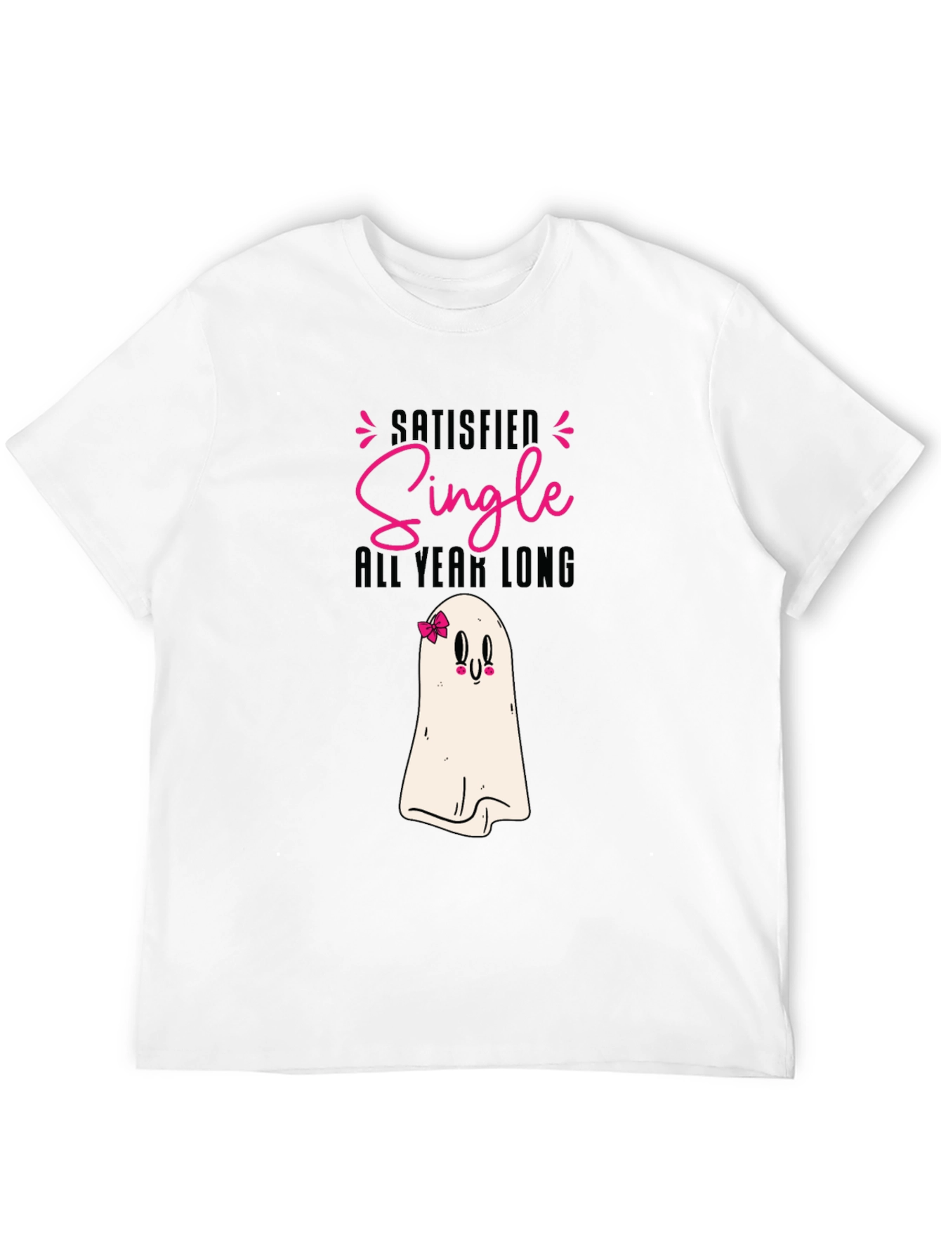 Satisfied Single All Year Long Black T-Shirt