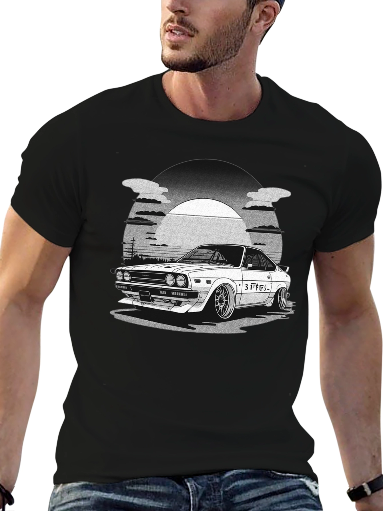 Black Car Graphic T-Shirt - Automotive Style