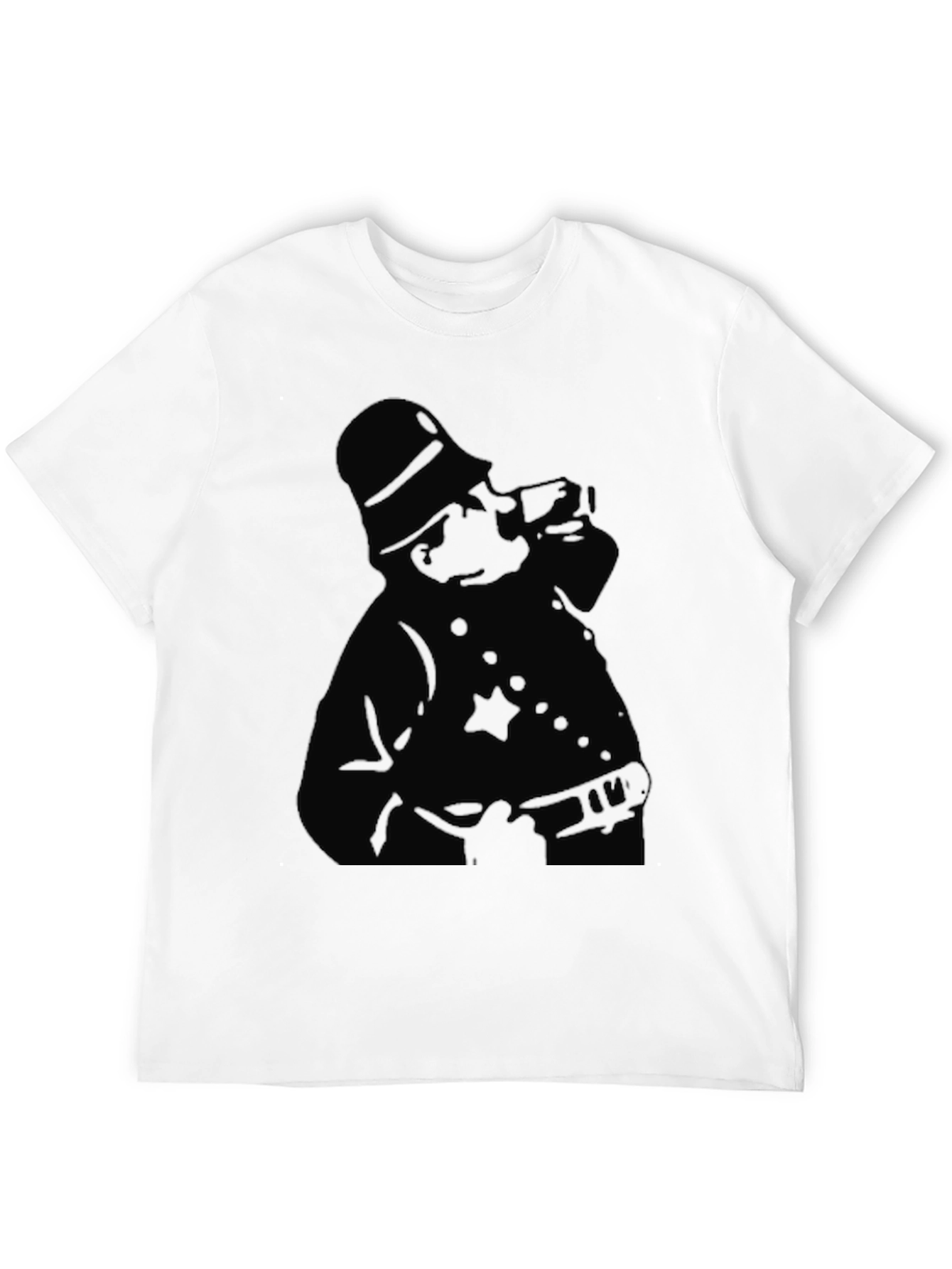 Silhouette Police Officer Graphic T-Shirt - Black
