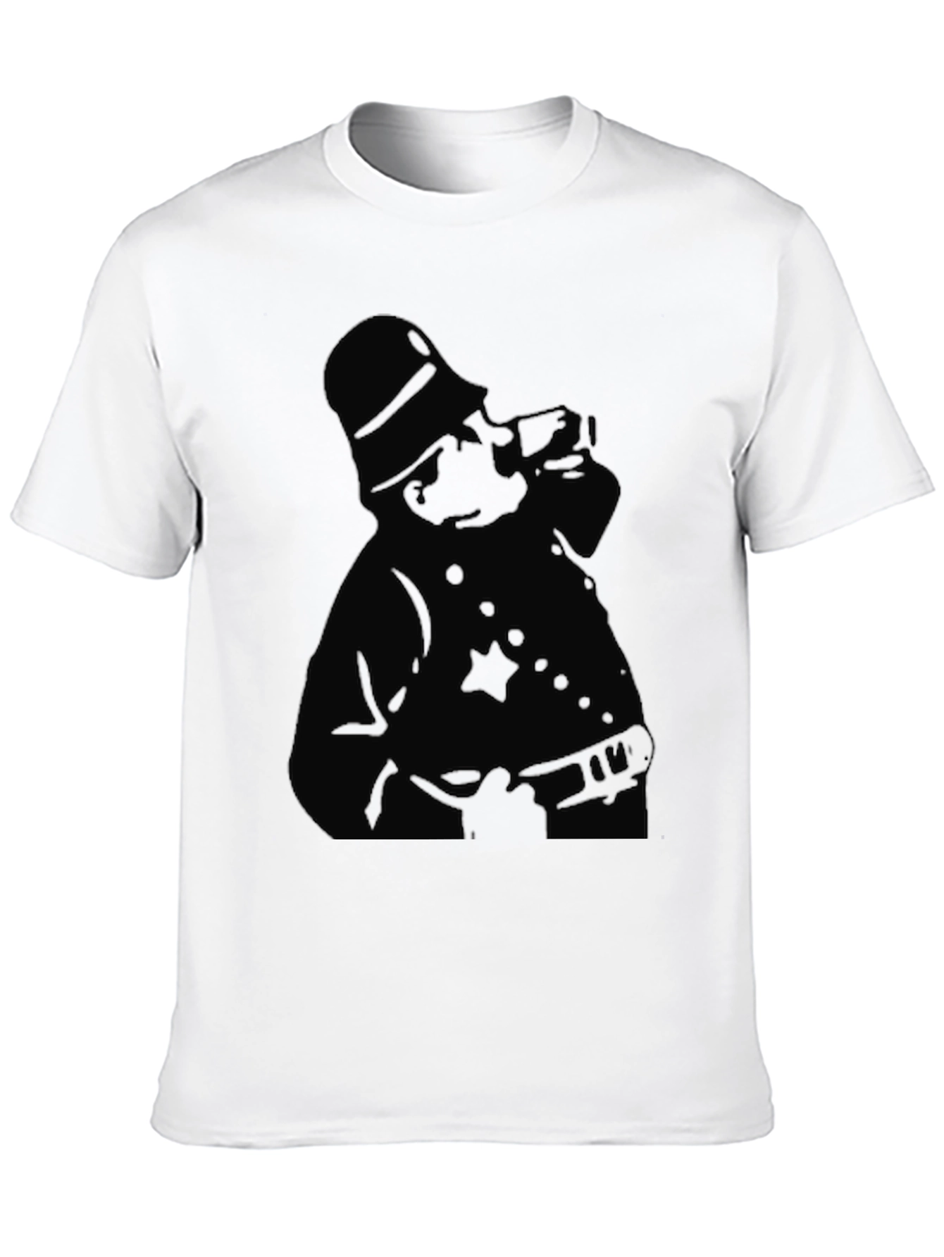 Silhouette Police Officer Graphic T-Shirt - Black