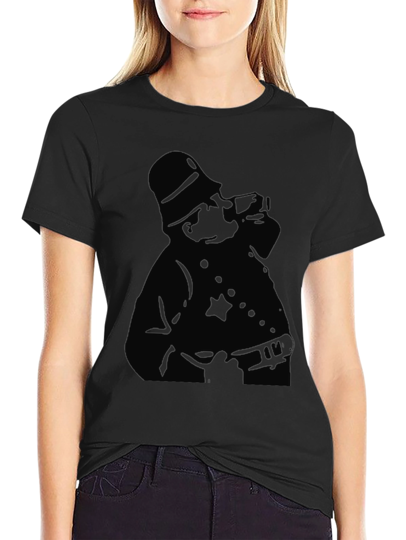 Silhouette Police Officer Graphic T-Shirt - Black