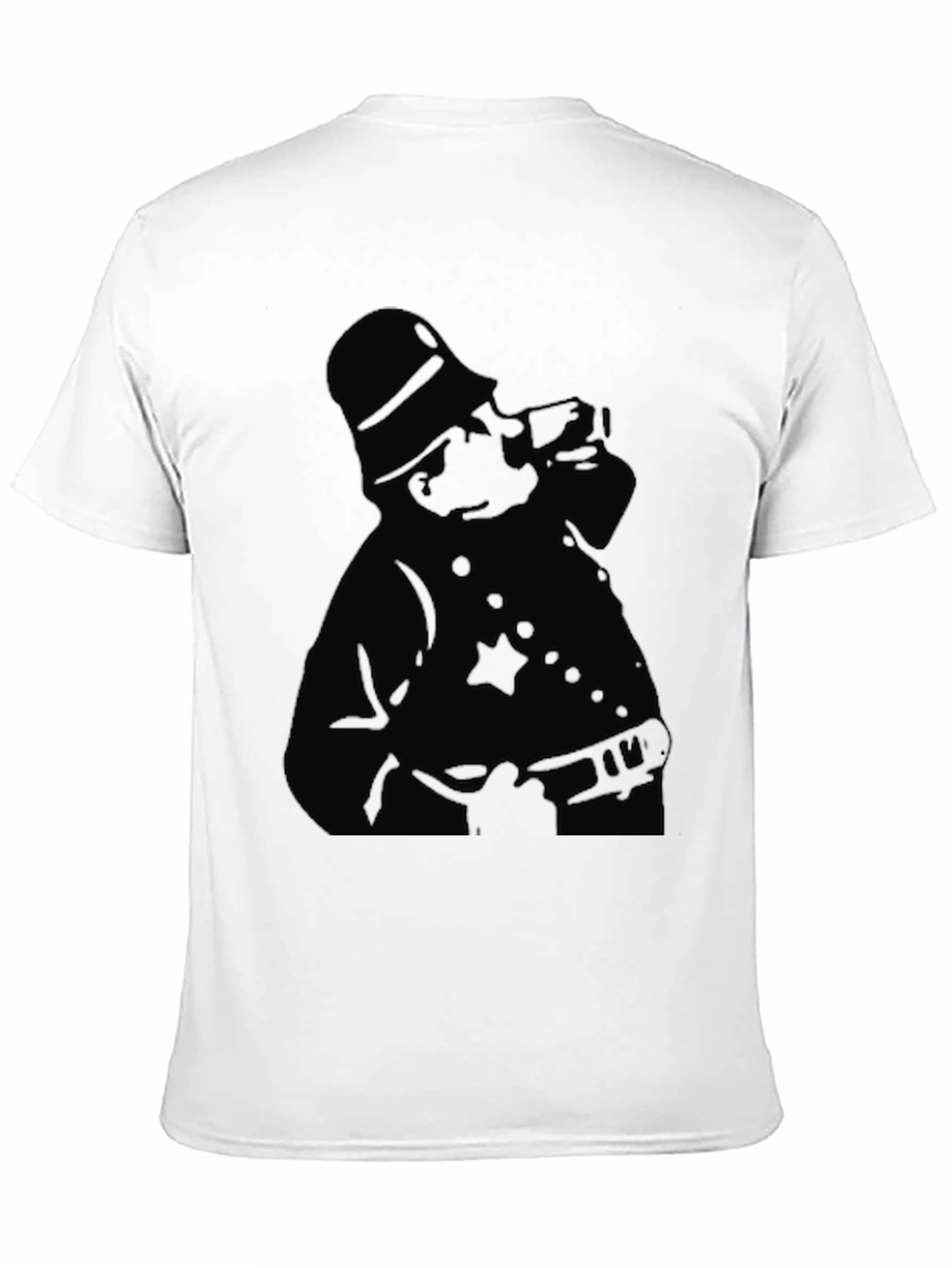 Silhouette Police Officer Graphic T-Shirt - Black