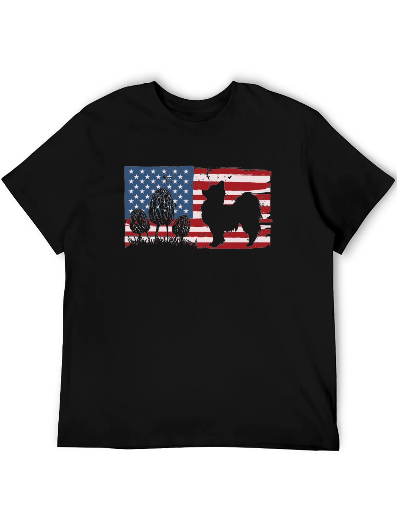 American Flag Dog Silhouette T-Shirt