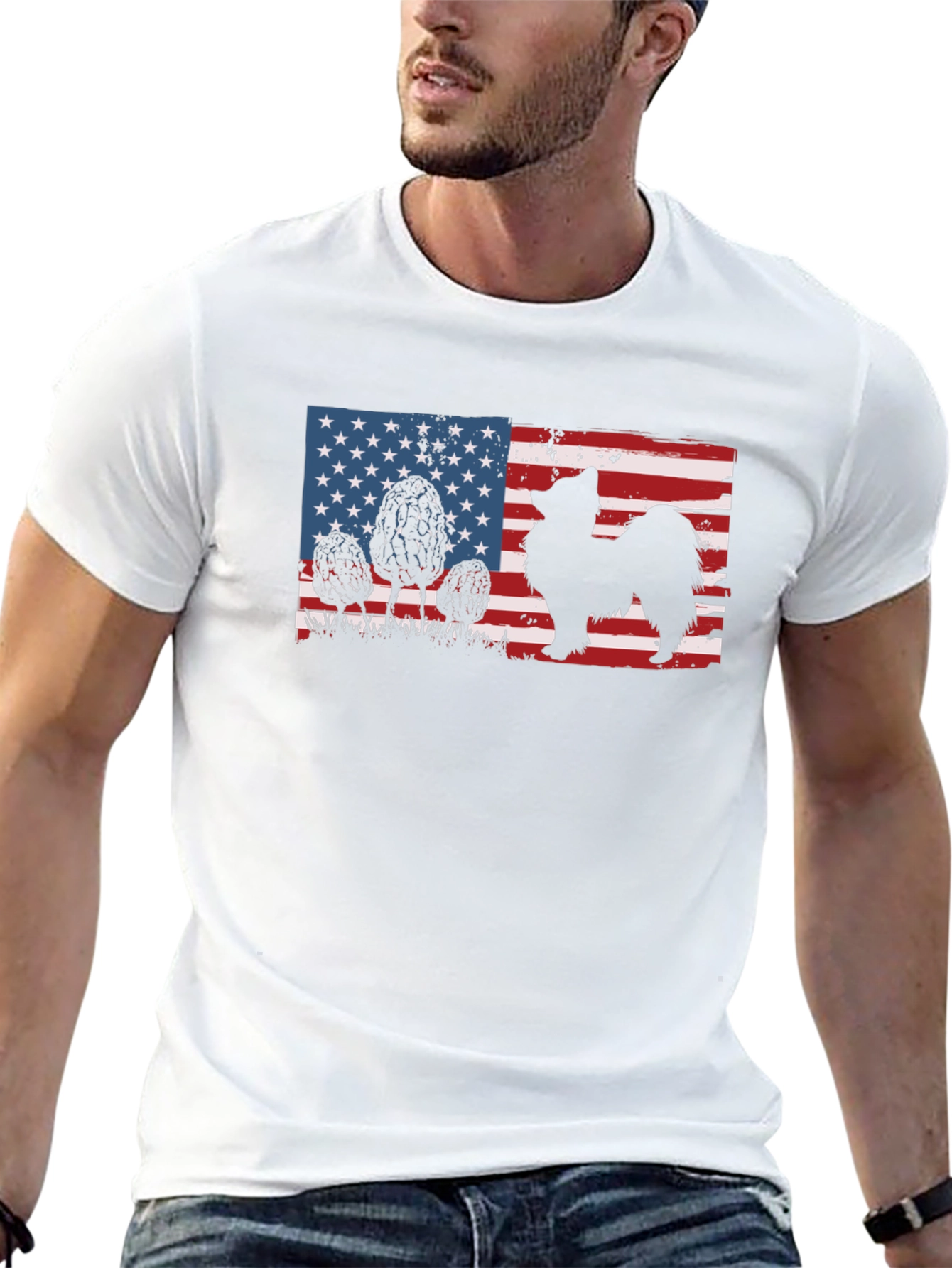 American Flag Dog Silhouette T-Shirt