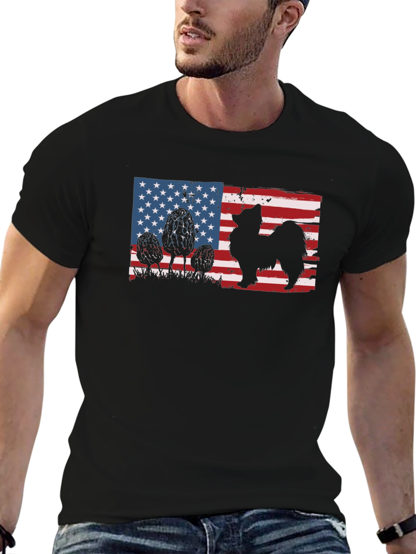 American Flag Dog Silhouette T-Shirt